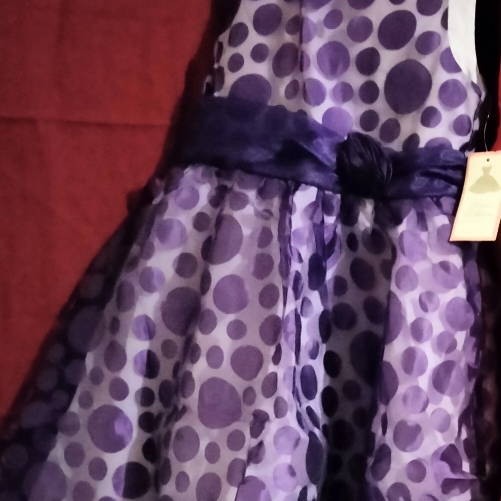 Rare Editions Polka Dot Girls Dress Size purple 6 Sleeveless New with tags